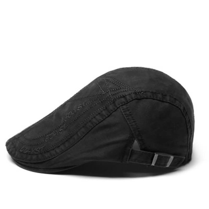 Alphabet Einfarbige Gewaschene Denim-Beret-Mütze - Schwarz - Verstellbar (ca. 21 5/8"-23 5/8") - image 3