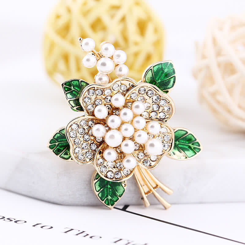 Perlenstempel-Blumenbrosche für Frauen
