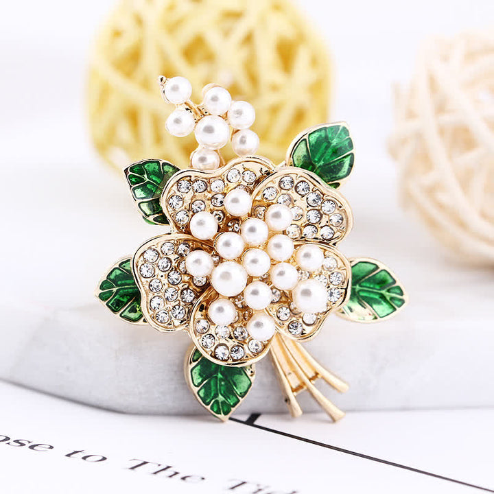Perlenstempel-Blumenbrosche für Frauen