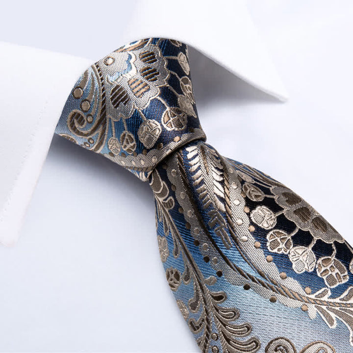 Herren Whimsy Blau & Champagner Paisley Krawatte