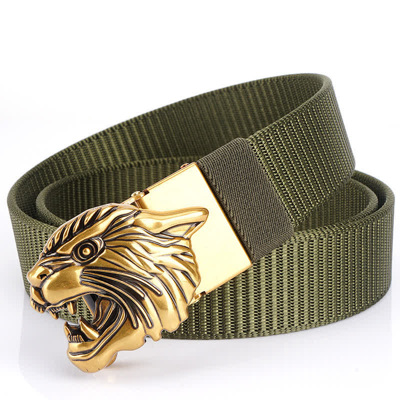 Nylon-Gürtel mit brüllendem Tigerkopf für Männer