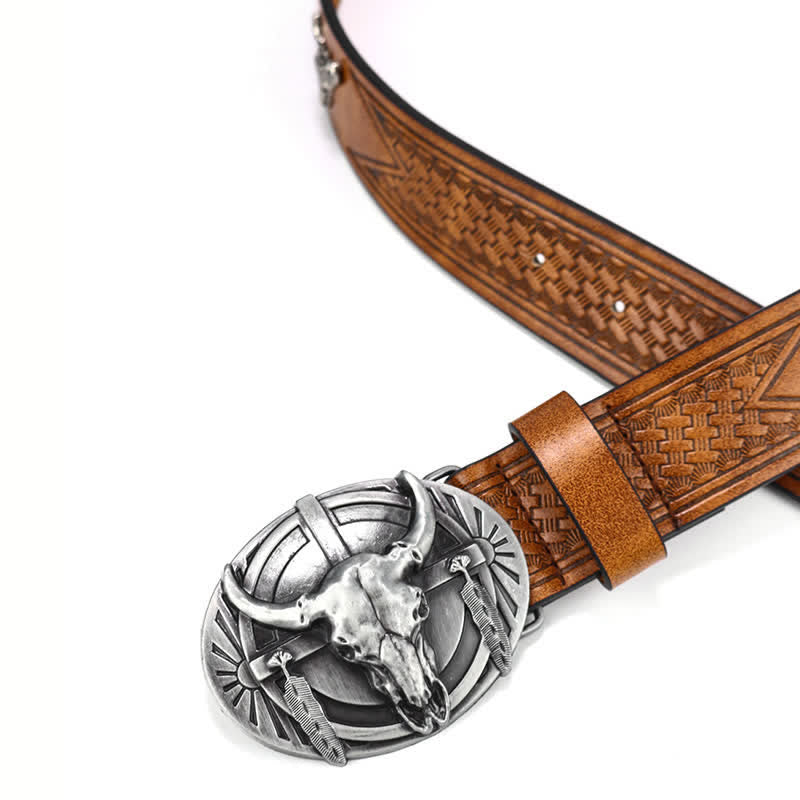 Herren gravierter Mad Bull Ledergürtel