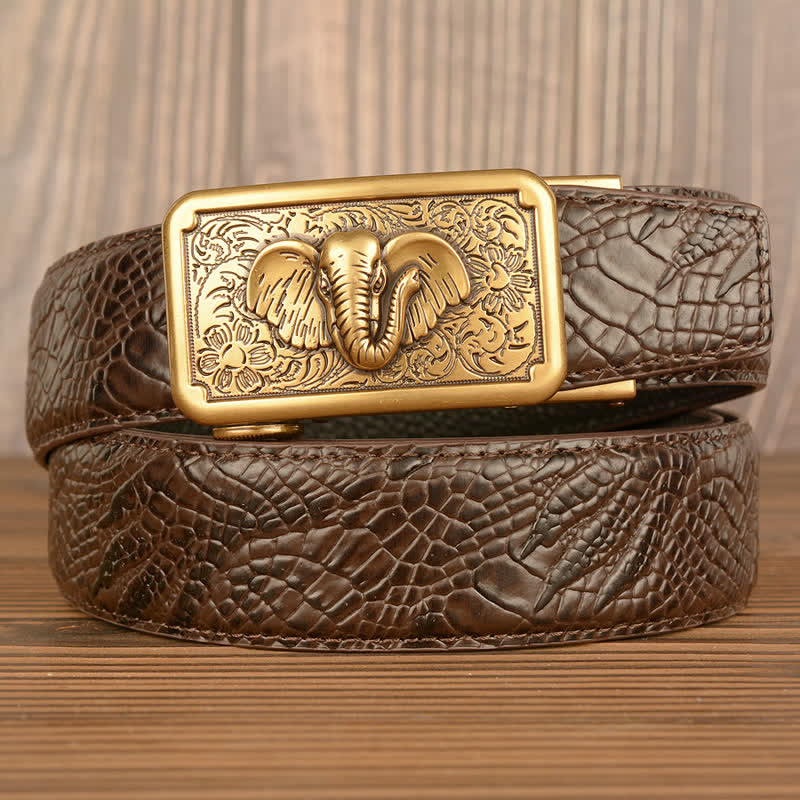 Herren Punk Elefant Alligator Muster Ledergürtel