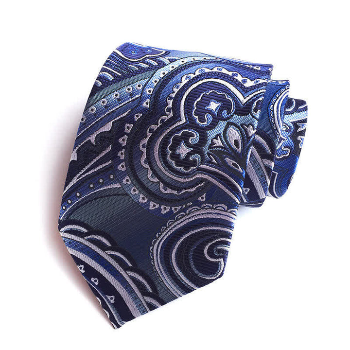 Stahlblau &amp; Weiß Herren Illusions-Paisley-Krawatte