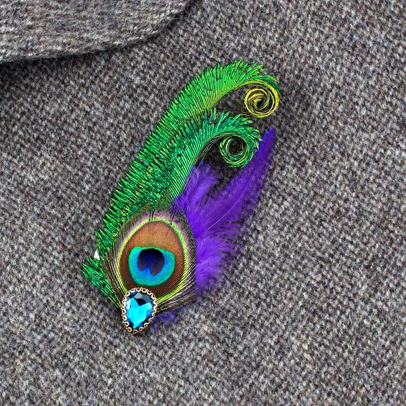 Strass Pfauenauge-Federbrosche