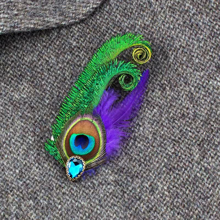 Strass Pfauenauge-Federbrosche