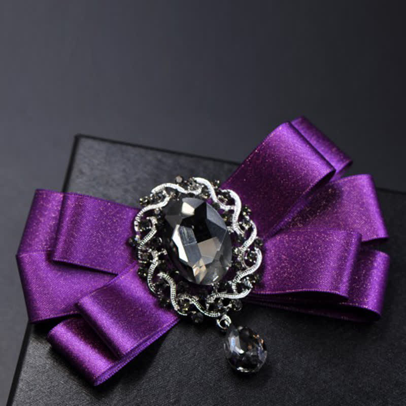 3-tlg. Set Schwarze Krawatte mit Strasssteinen in einfarbigem Design