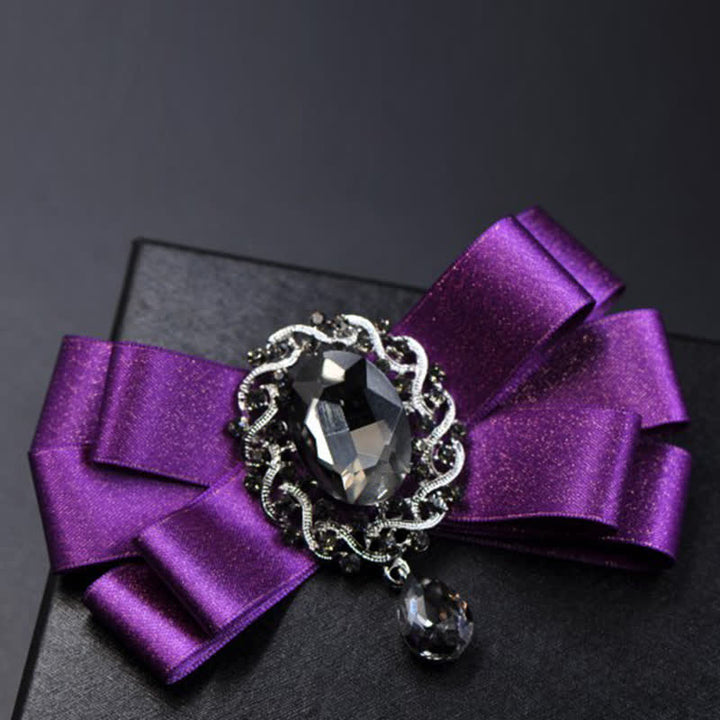 3-tlg. Set Schwarze Krawatte mit Strasssteinen in einfarbigem Design