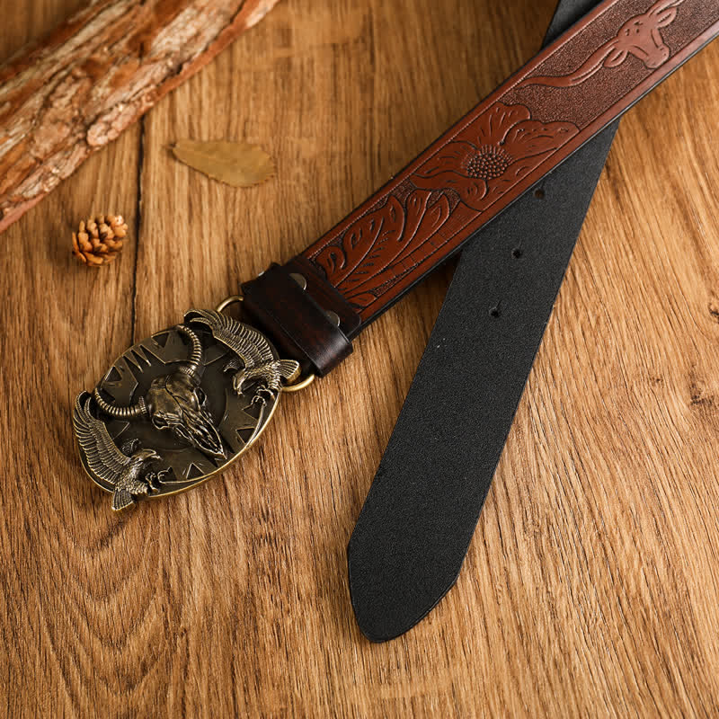 Herren Vintage Bull &amp; Dual Eagles Ledergürtel