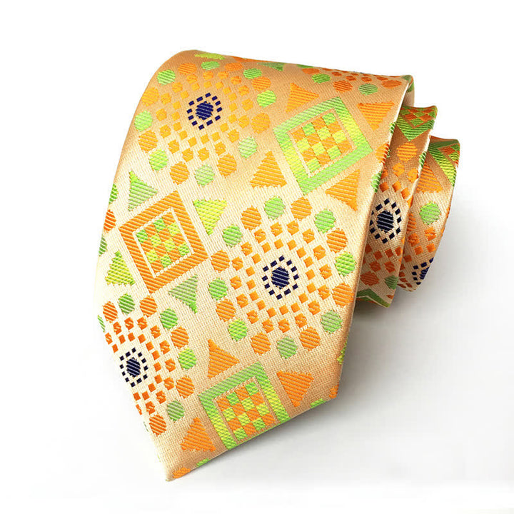 Königliche geometrische Medaillon-Blumen-Krawatte für Männer - Gelb & Orange - image 5