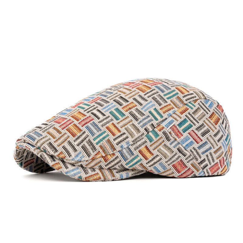 Künstlerische Retro-Baskenmütze mit Jacquard-Karomuster - Schnalle hinten - Hellblau - Einstellbar (22 1/2"-24") - image 16