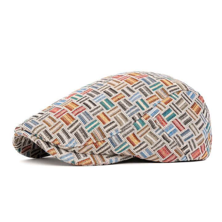 Künstlerische Retro-Baskenmütze mit Jacquard-Karomuster - Schnalle hinten - Hellblau - Einstellbar (22 1/2"-24") - image 16