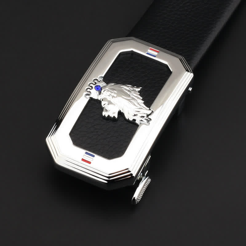 DIY-Ledergürtel für Herren mit Löwenkopf und automatischer Schnalle - Silber - Ohne Gürtel - image 7