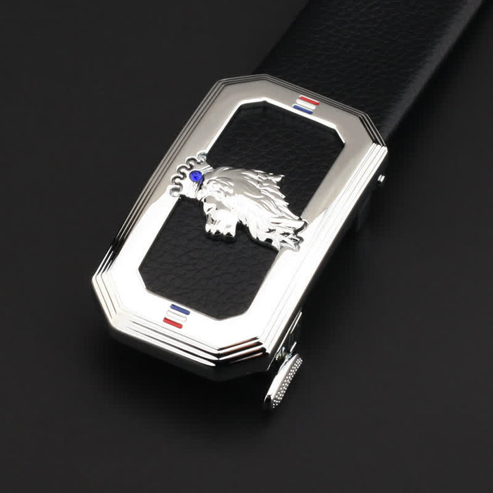 DIY-Ledergürtel für Herren mit Löwenkopf und automatischer Schnalle - Silber - Ohne Gürtel - image 7