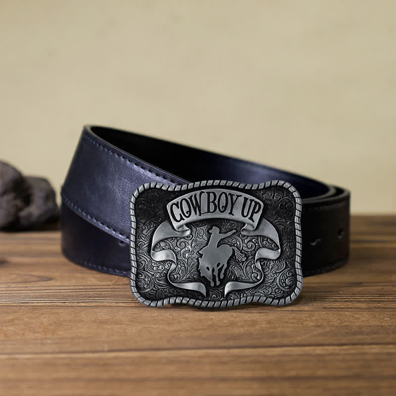 Männer DIY Cowboy Up Rodeo Horse Schnallengürtel aus Leder