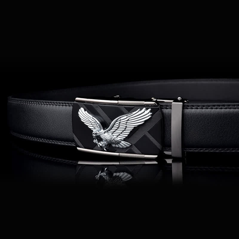 Herren Leder Gürtel mit Animal Eagle Automatik Schnalle