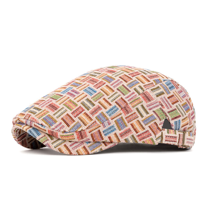 Künstlerische Retro-Baskenmütze mit Jacquard-Karomuster - Kantenschnalle - Rosa - Einstellbar (22 1/2"-24") - image 15