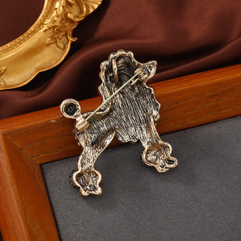 Frauen Strass-Pudel-Hund Brosche