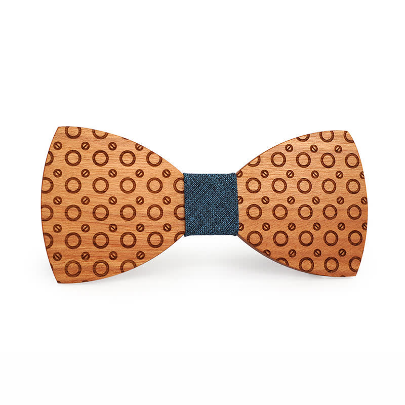 Herren Fliege aus Holz mit Polka-Dots