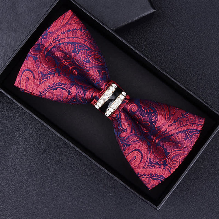 Herren Fliege mit Blumen Paisley, Streifen und Strass