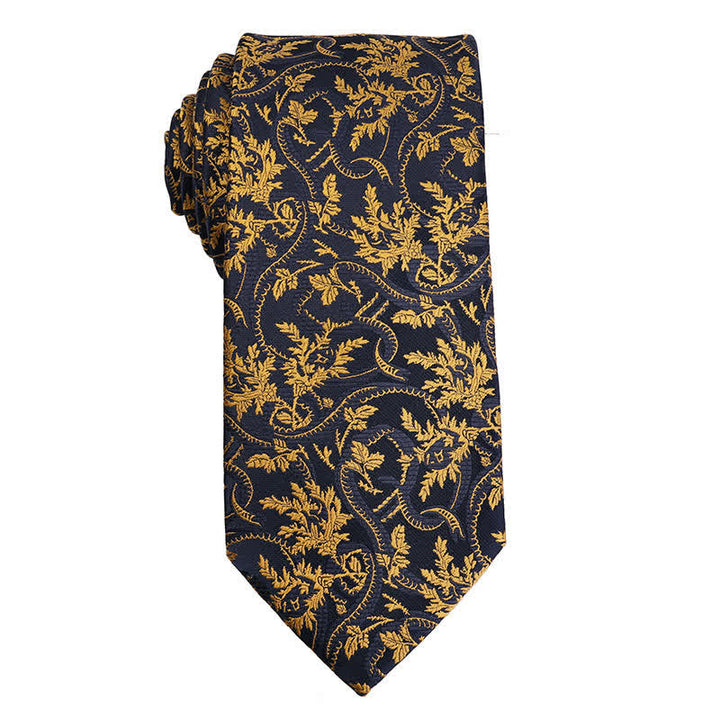 Gold-orangefarbene Paisley-Krawatte für Herren - Gold Floral - image 3
