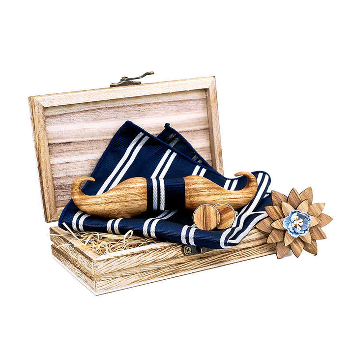 4er-Set Holzfliegen Burlywood Mustache für Herren