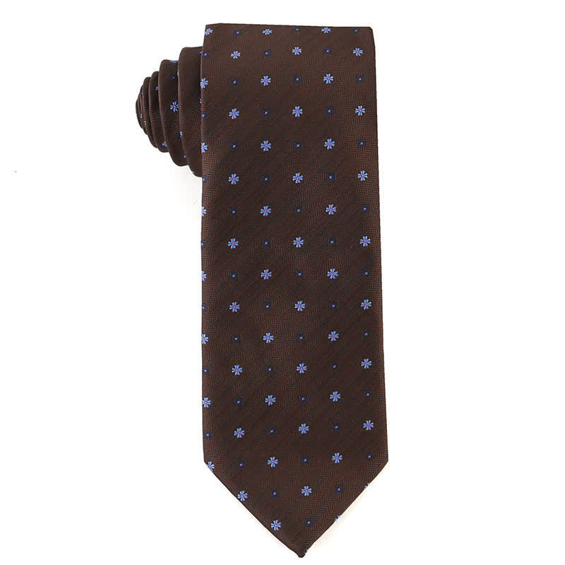 Retro-Braune Serie Krawatte für Herren - Blau & Marineblaue Blume - image 8