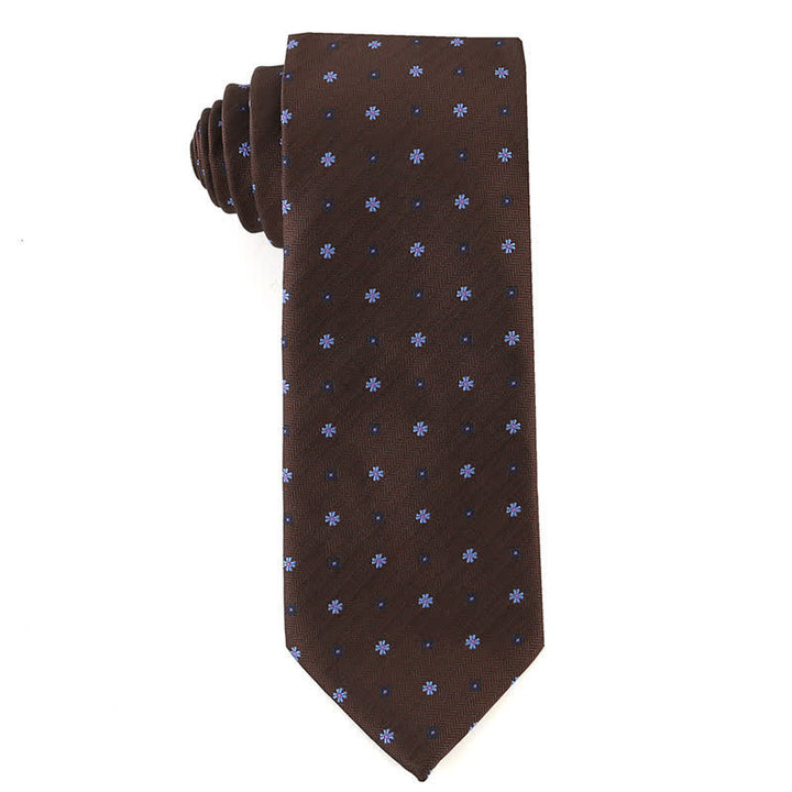 Retro-Braune Serie Krawatte für Herren - Blau & Marineblaue Blume - image 8