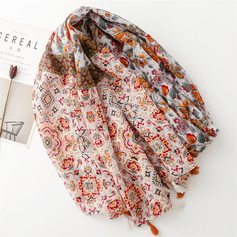 Orangefarbenes Boho-Ethno-Strandtuch für Damen