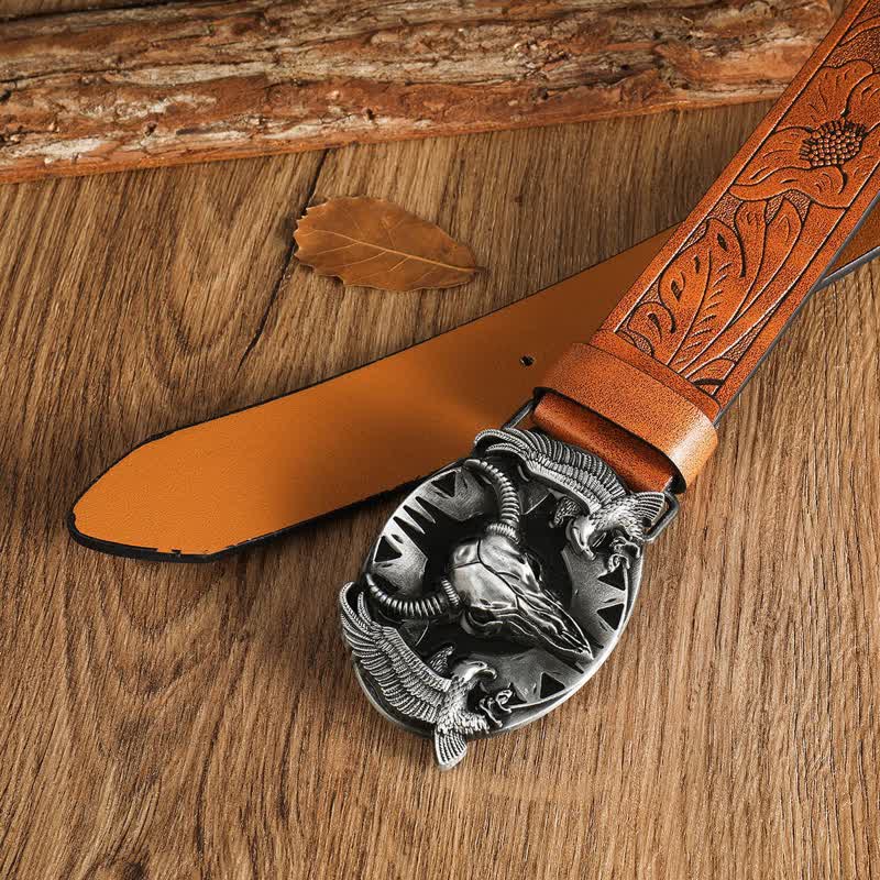 Herren Vintage Bull &amp; Dual Eagles Ledergürtel