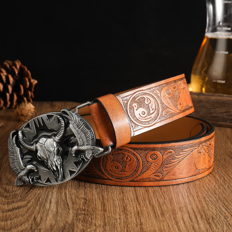 Herren Vintage Bull &amp; Dual Eagles Ledergürtel