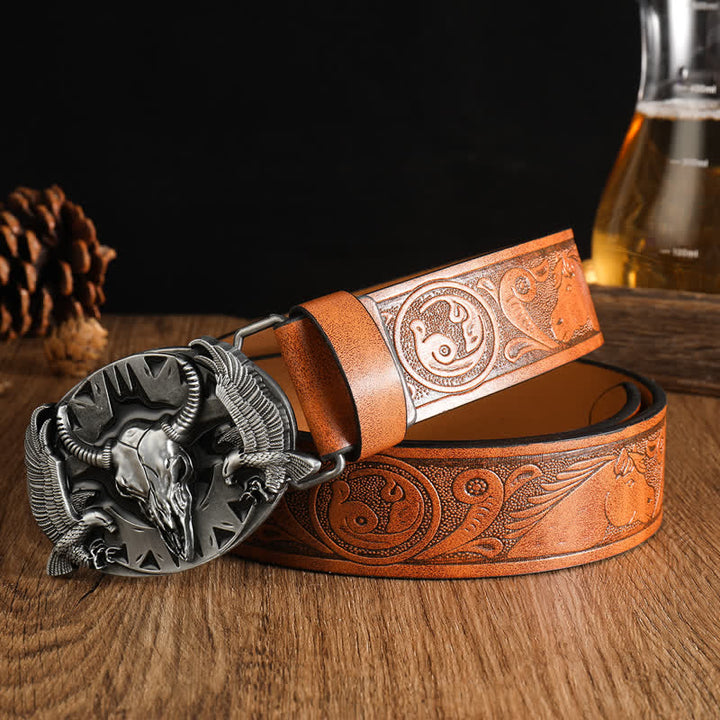 Herren Vintage Bull &amp; Dual Eagles Ledergürtel