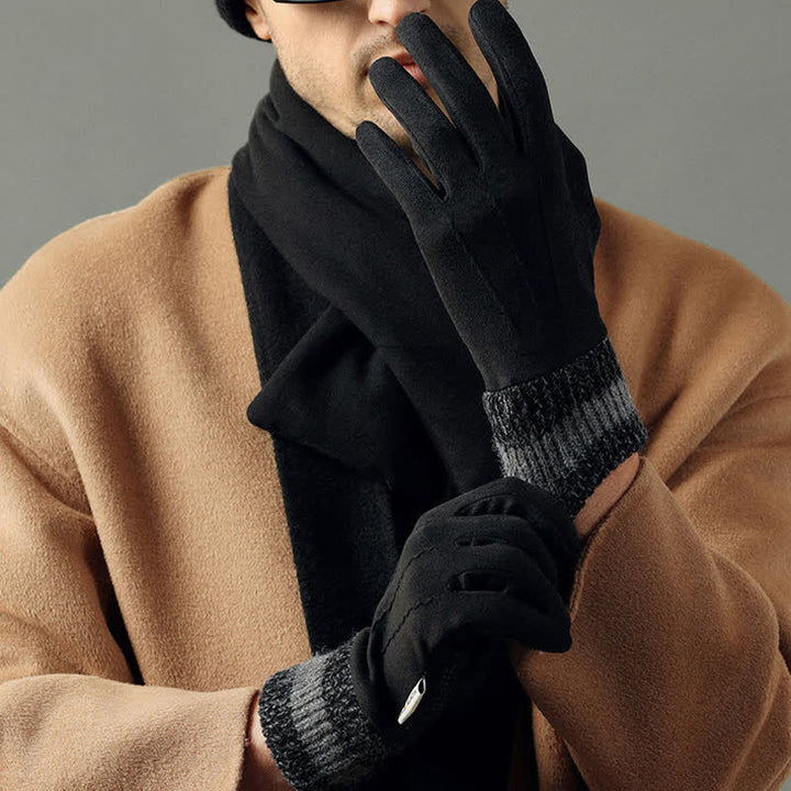 Unisex-Wildleder-Fleece-rutschfeste-Finger-Flip-Handschuhe
