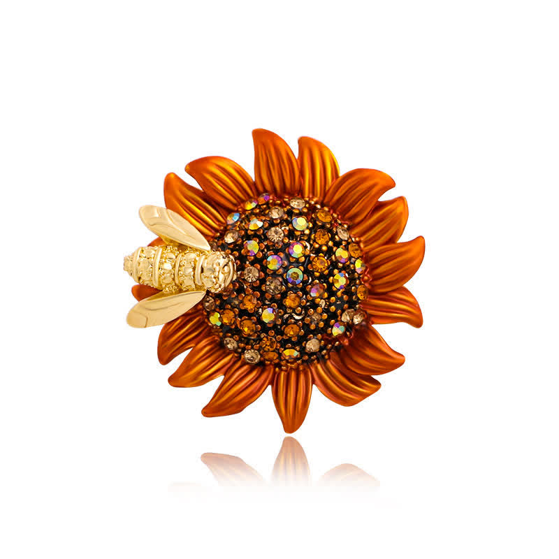 Lebendige Sonnenblume Niedliche Biene Brosche für Frauen
