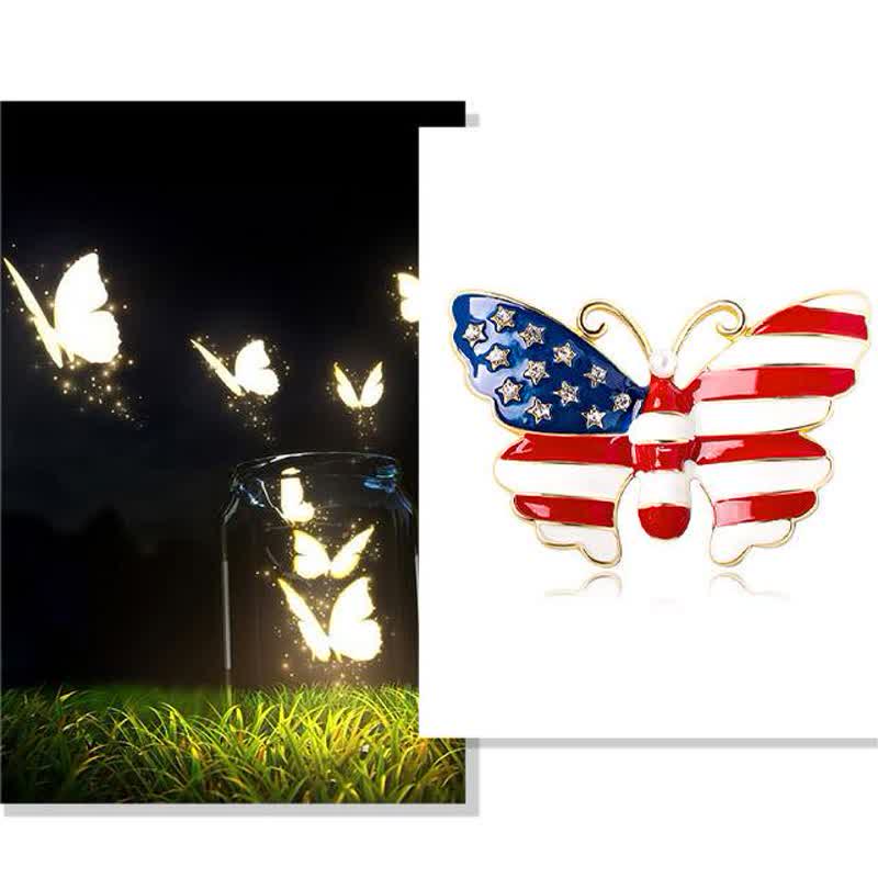 Herren-Brosche mit amerikanischer Flagge und Schmetterling