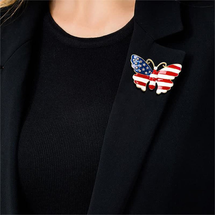 Herren-Brosche mit amerikanischer Flagge und Schmetterling
