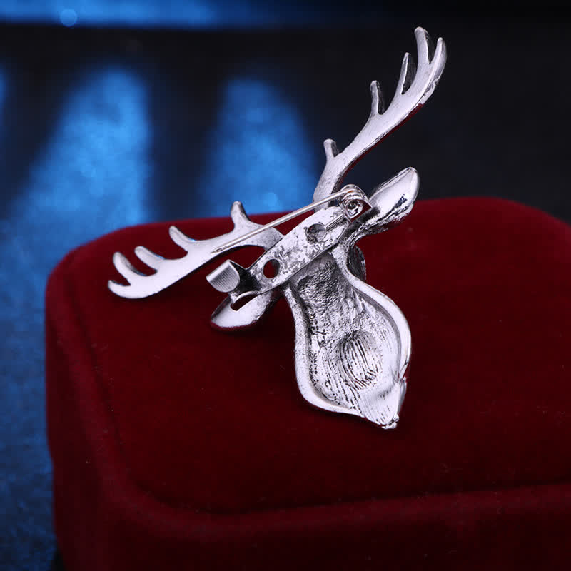 Majestätische blaue Edelstein-Hirschbrosche für Männer