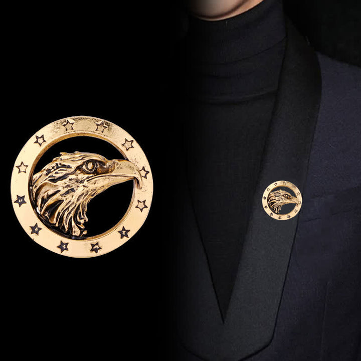 Herren-Kreis-Falkenkopf-Brosche