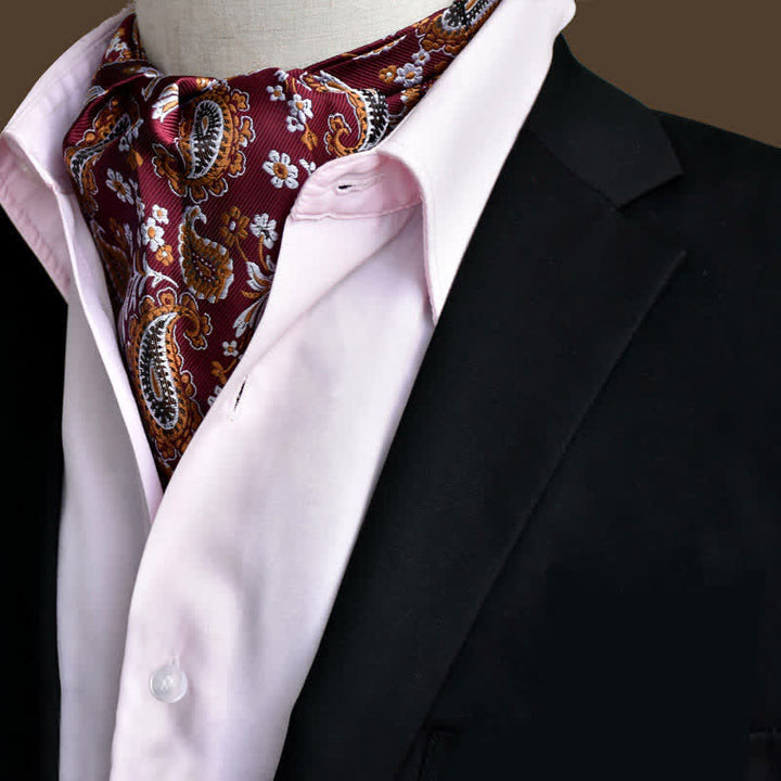 Dunkelrote Freizeit-Prom-Herren Floral Ascot Paisley Krawatte