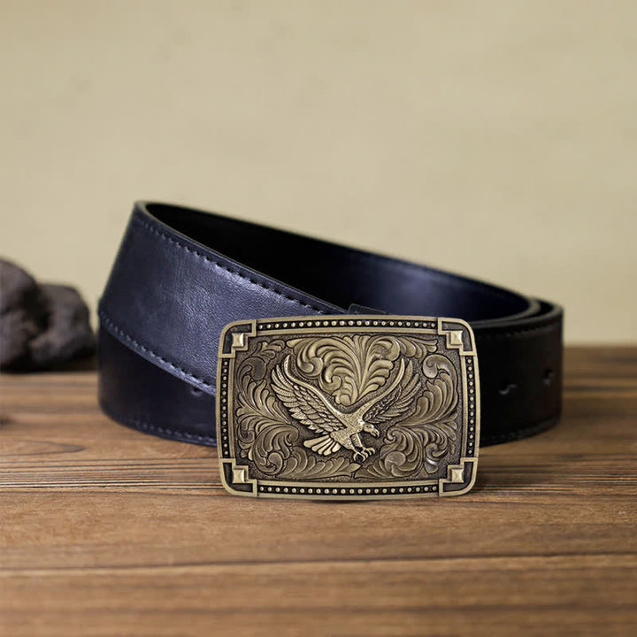 Herren DIY Soaring Eagle In Dreamy Sky Schnallen-Ledergürtel