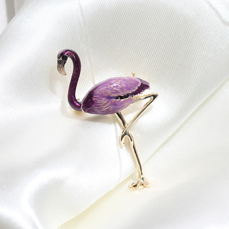 Frauen Exotische Emaille Flamingo Brosche
