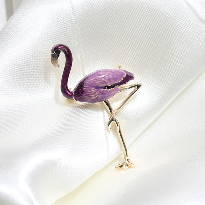 Frauen Exotische Emaille Flamingo Brosche
