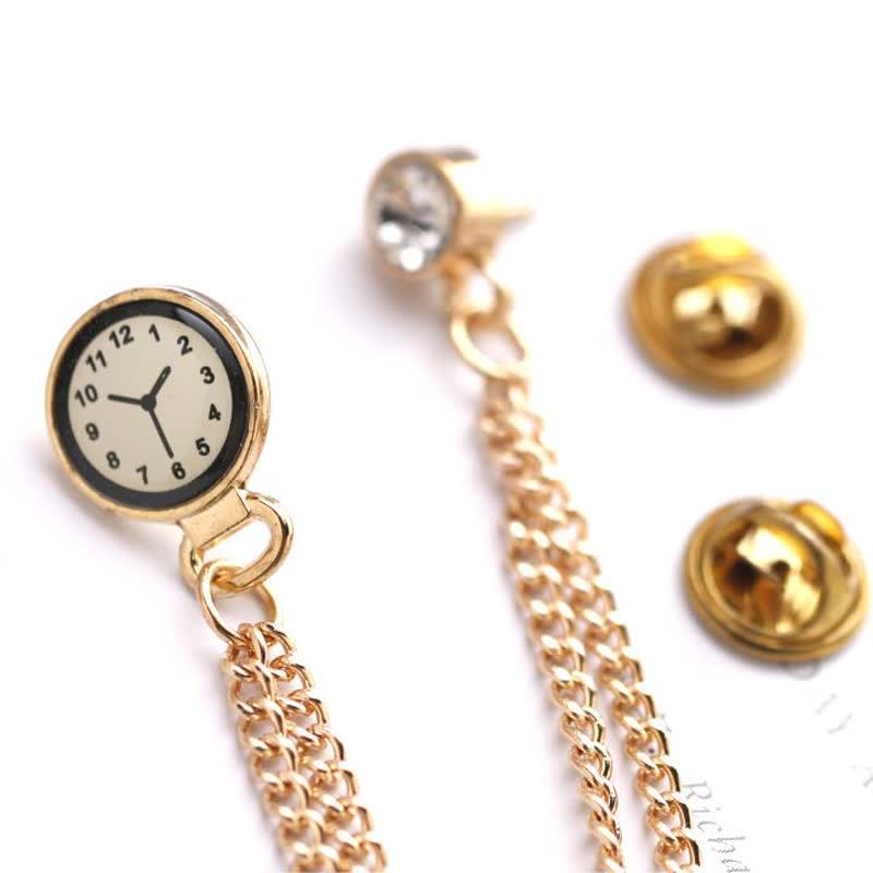 Vintage Abzeichen Uhr Kettenbrosche für Männer