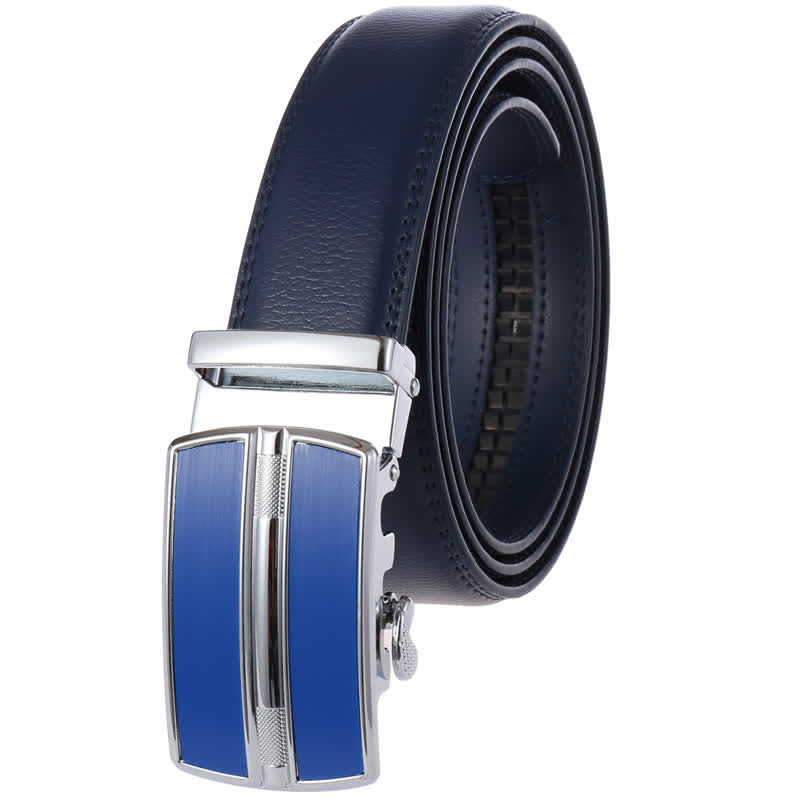 Schlichter Herrengürtel aus hohlem Leder mit automatischer Schnalle - Blau - 46 - image 12