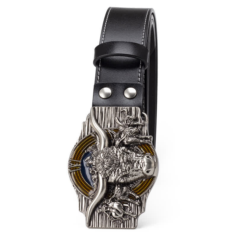 Herrengürtel aus Leder mit Longhorn-Bull-Prägung - image 1