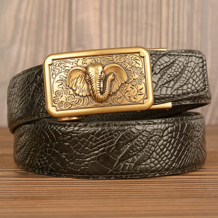 Herren Punk Elefant Alligator Muster Ledergürtel