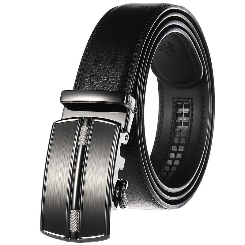 Schlichter Herrengürtel aus hohlem Leder mit automatischer Schnalle - Schwarz #1 - 46 - image 0