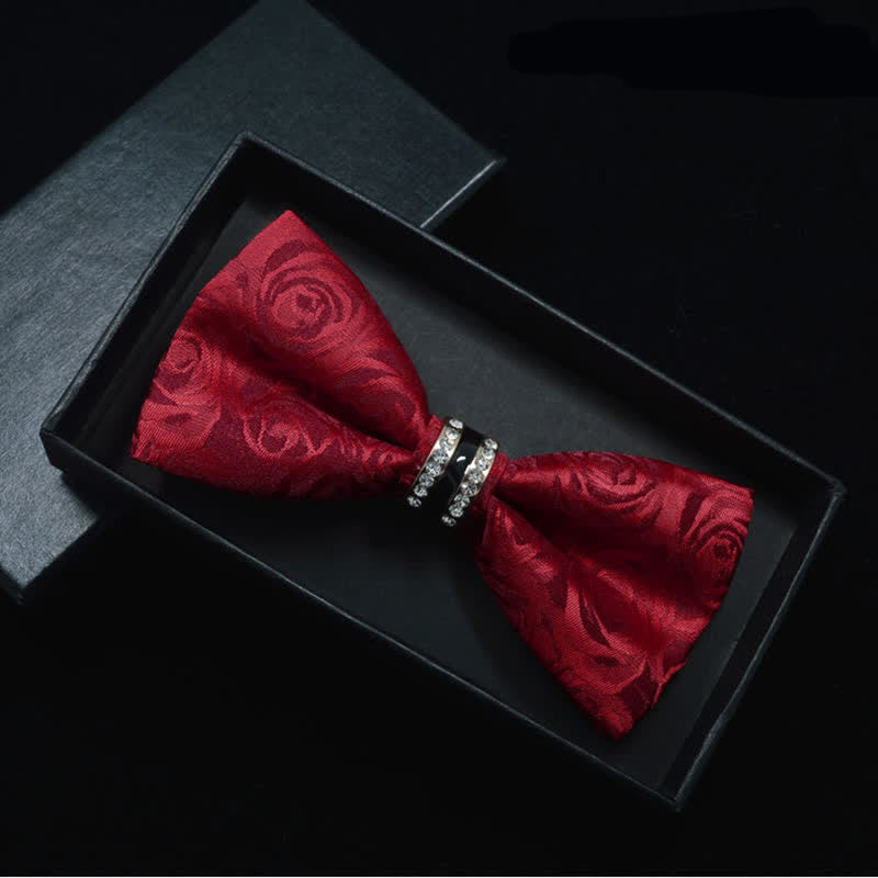 Herren Fliege mit Blumen Paisley, Streifen und Strass