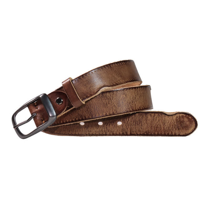Herren-Ledergürtel im Western-Distressed-Stil - Khaki - 44 - image 2