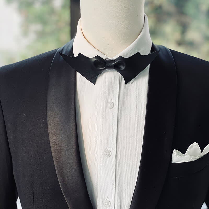 Schwarze Fliege aus Kunstleder mit Engelsflügeln für Herren - Stil #B - image 4